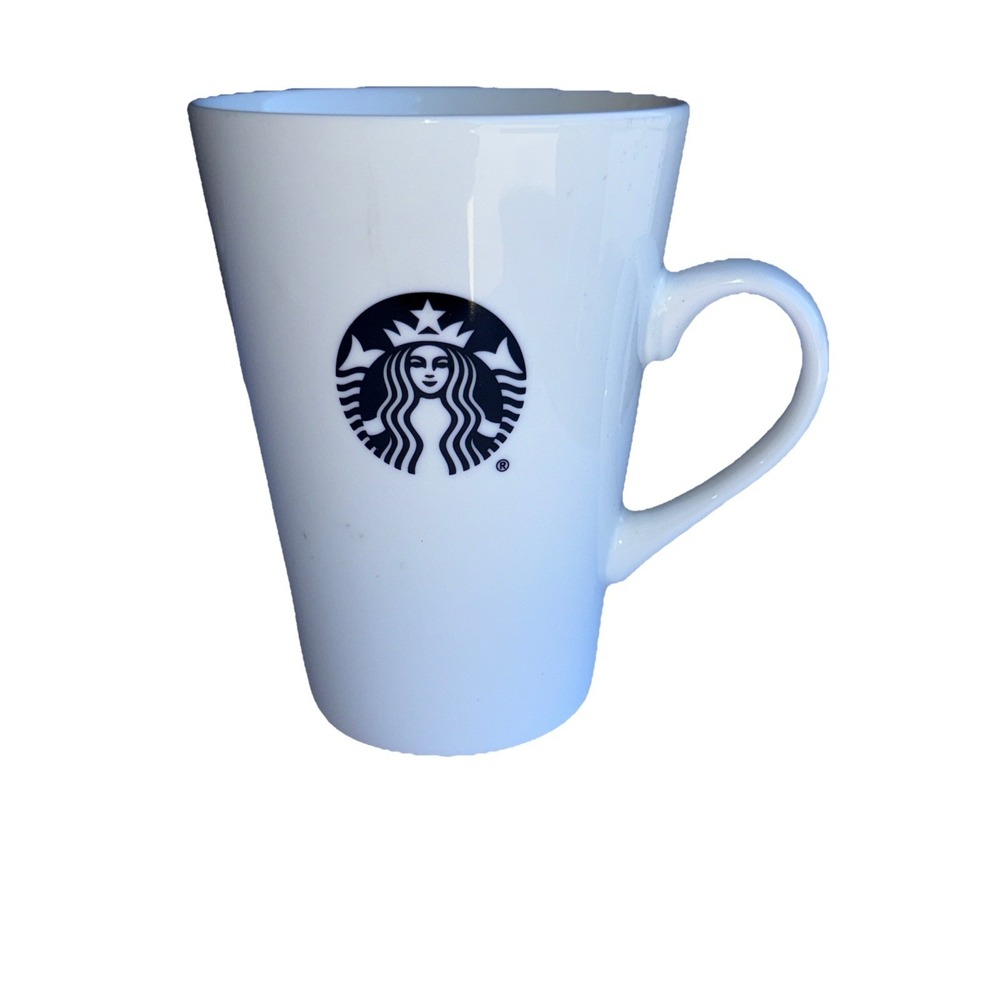 Starbucks Coffee Mug Tea 16 Fl Oz Tall White Cup Black Mermaid Siren Logo 2015.‎